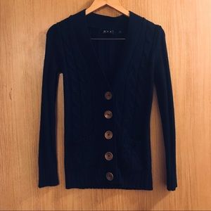 Fireside Cable Knit Cardigan - Navy